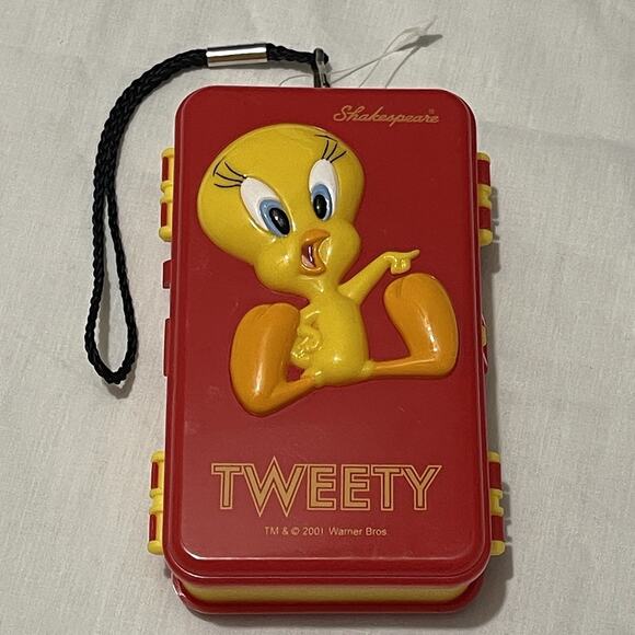2001 Shakespeare Tweety Bird Kids Mini Tackle Box Red Two-Sided Compartments - Picture 1 of 11